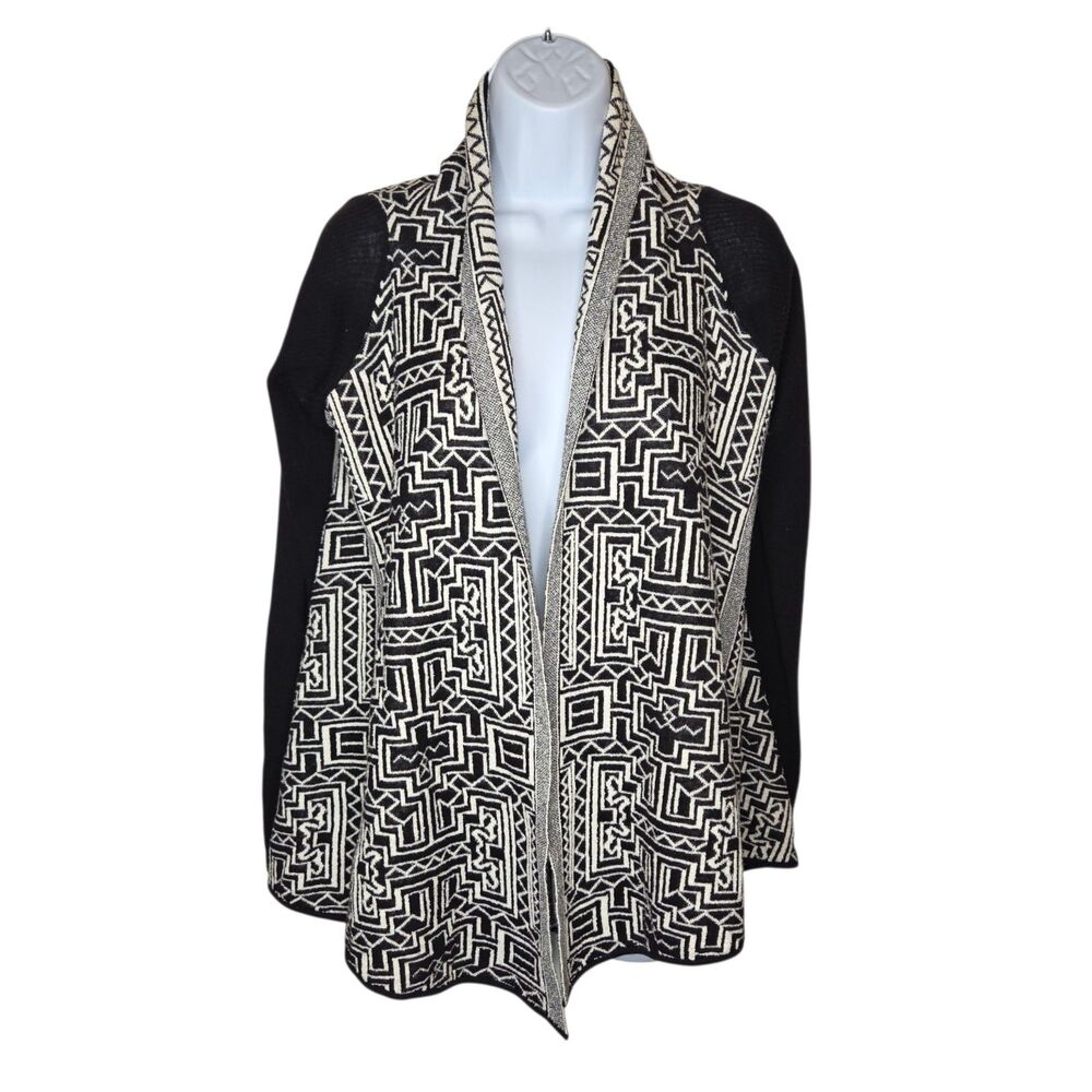 Field & Flower by Anthropologie Stamped Jacquard Cardigan Sweater, Size Small
